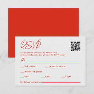 Cartão RSVP Casamento com Código QR de Poppy Sacan Vermelho