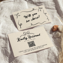 Cartão RSVP Casamento com Código QR do Arco Moderno Escrito à