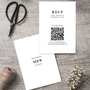 Cartão RSVP Casamento com Código QR e Tipografia Minimalista M