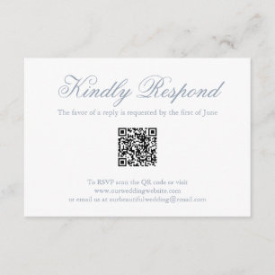 Cartão RSVP Casamento com Código QR Formal Azul Tradicional