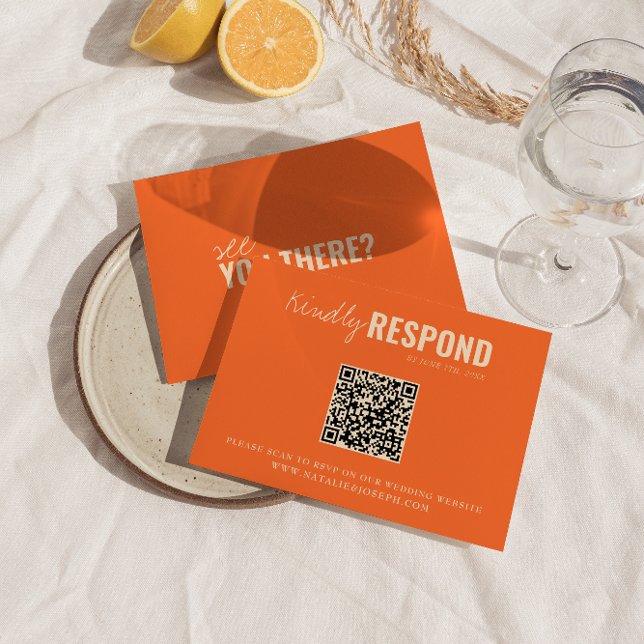 Cartão RSVP Casamento com Código QR Imísico Colorido Moderno (Criador carregado)