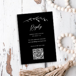 Cartão RSVP Casamento com Código QR Online do Rustic Black Wil