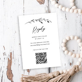 Cartão RSVP Casamento com Código QR Online do Rustic White Wil