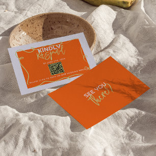 Cartão RSVP Casamento com Código QR Pintado por Diversão Color