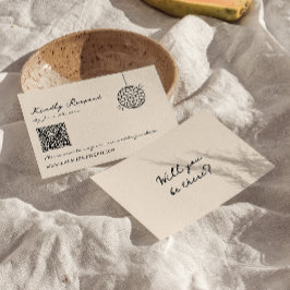 Cartão RSVP Casamento com Código QR Quirky Desenho Escrito Na