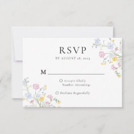 Cartão RSVP Casamento com Crista Floral Rococó Elegante e Capr