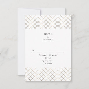 Cartão RSVP Casamento com Diamond Geo Deco da Cinza Dourada