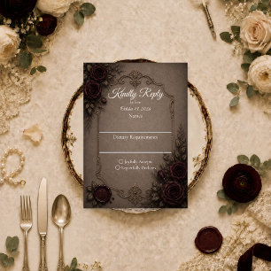 Cartão RSVP Casamento com Elegância Gótica
