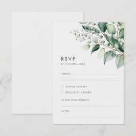 Cartão RSVP Casamento com Elegante Minimalismo de Eucalipto Ve
