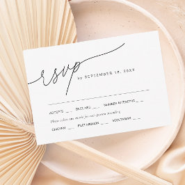 Cartão RSVP Casamento com escolha de refeição em roteiro elega