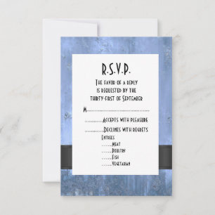 Cartão RSVP Casamento com estilo de metal azul doce R.S.V.P.