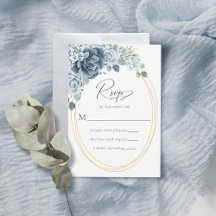 Casamento com Floral em Azul Poeira em Aquarela
