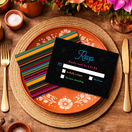 Cartão RSVP Casamento com flores mexicanas elegantes