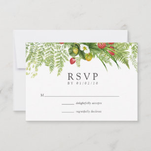 Cartão RSVP Casamento com Floresta de Aquarela