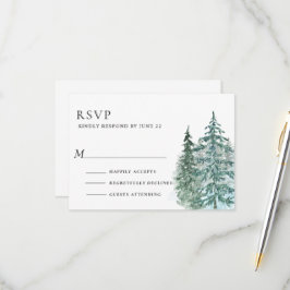 Cartão RSVP Casamento com Floresta de Pinheira Aquarela