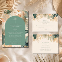 Casamento com Folhas de Palmeira Tropical Elegante