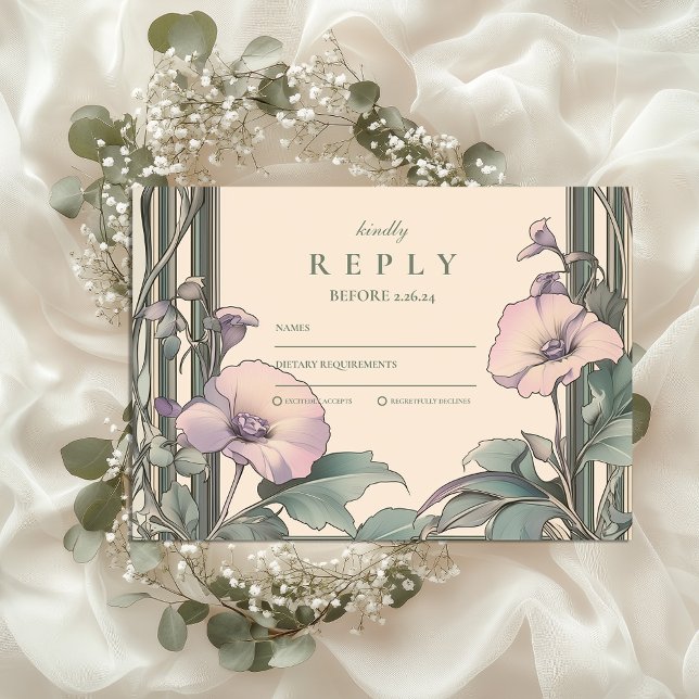 Cartão RSVP Casamento com Frame de Lavanda (Criador carregado)