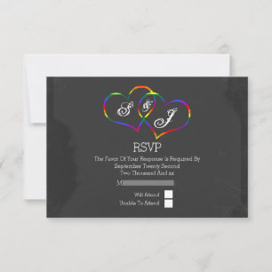 Cartão RSVP Casamento com Gay de Cardíaco do Arco-Íris