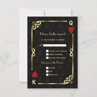Cartão RSVP Casamento com Glam Royal Dourado Art Deco 20s