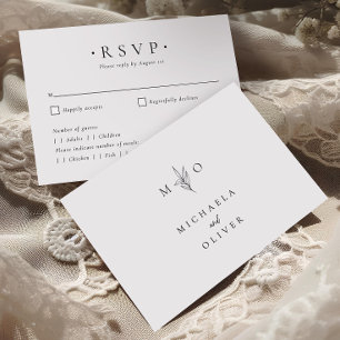 Cartão RSVP Casamento com Grafia Elegante Botânica Minimalista