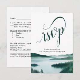 Cartão RSVP Casamento com Grafia Elegante de Lago de Montanha