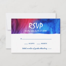 Cartão RSVP Casamento com Incêndio e Gelo Azul Elegante