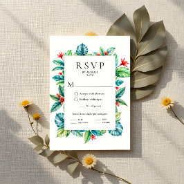 Cartão RSVP Casamento com Jardim de Moldes Tropicais de Aquare