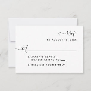 Cartão RSVP Casamento com Letra de Noiva Minimalista Boêmia RS