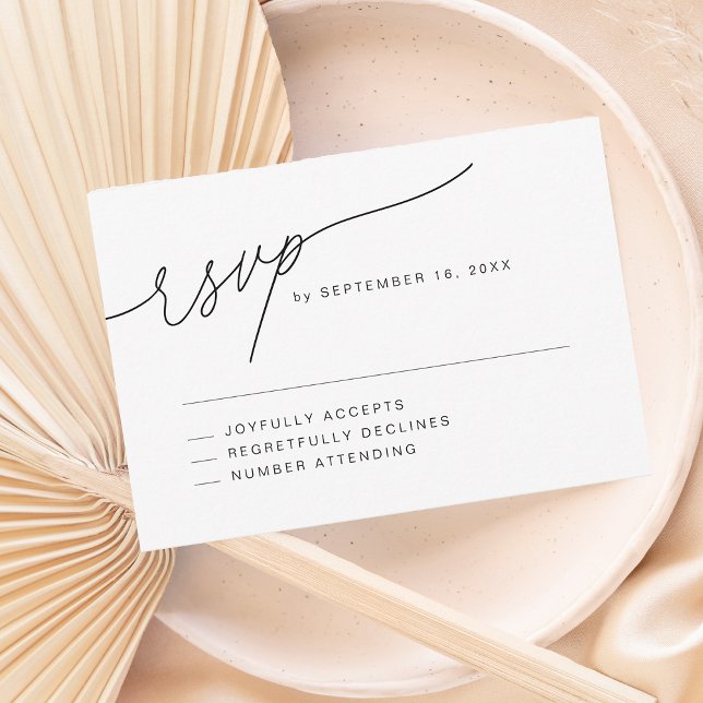 Cartão RSVP Casamento com Letra Elegante Moderna (Modern Elegant Script Wedding RSVP Card)