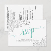 Casamento com Letra Elegante Prata e Água em Branc