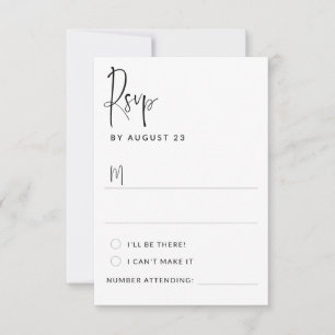 Cartão RSVP Casamento com Letra Informal Preta e Branca Modern