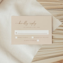 Cartão RSVP Casamento com Letra Minima Bege