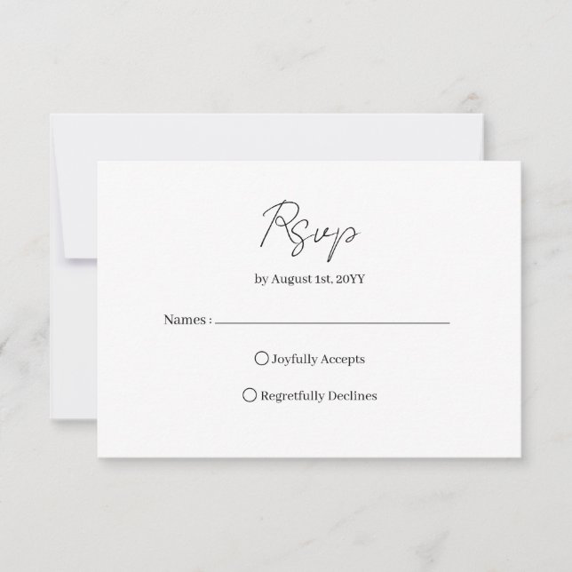Cartão RSVP Casamento com Letra Moderna (Frente)