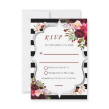 Casamento com Listras Pretas e Brancas e Floral Bu
