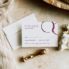 Cartão RSVP Casamento com Mancha de Vinho Tinto Rústico