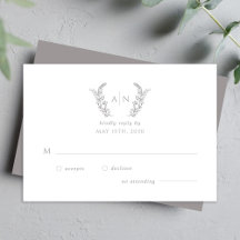 Casamento com monograma de folhas elegante moderno