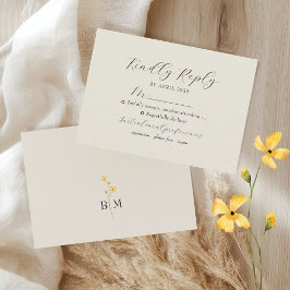 Cartão RSVP Casamento com Monograma Floral Marfim