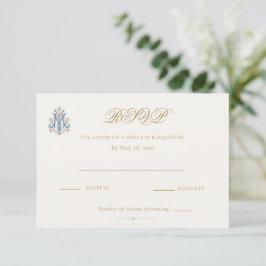 Cartão RSVP Casamento com Monograma Mariano Católico Tradicion