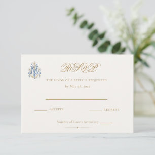 Cartão RSVP Casamento com Monograma Mariano Católico Tradicion