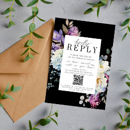 Cartão RSVP Casamento com o site Romântico Floral Moody Dark