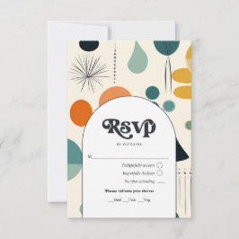 Cartão RSVP Casamento com Padrão e Tipografia Vintage Retrô