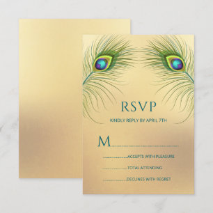 Cartão RSVP Casamento com Pavão Elegante Floral
