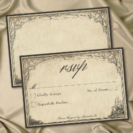 Cartão RSVP Casamento com Pergaminho Medieval Gótico Vintage