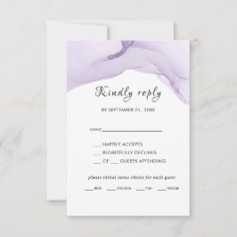 Cartão RSVP Casamento com Púrpura de Cor de Água Moderna