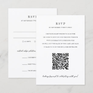 Cartão RSVP Casamento com QR Code Neutro Moderno e Elegante