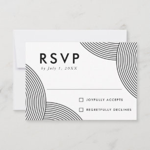Cartão RSVP Casamento com Redemoinho Geométrico Preto e Branco