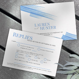 Cartão RSVP Casamento com refeição azul-azul de céu simples e 