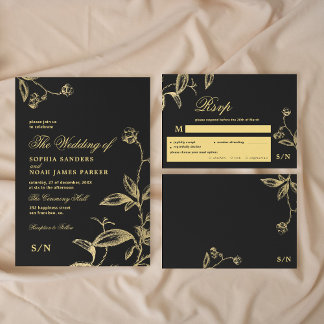 Cartão RSVP Casamento com refeição monográfica elegante de our