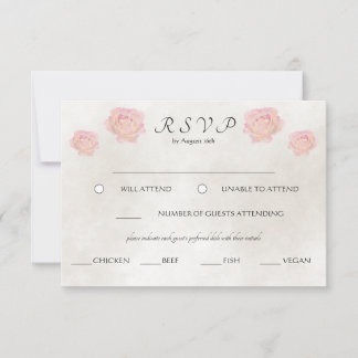 Cartão RSVP Casamento com Rosa de Aquarela de Elegância Simple
