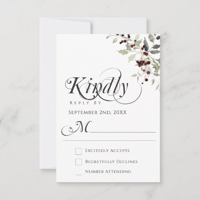 Cartão RSVP Casamento com Script de Caligrafia Elegante de Aze (Frente)
